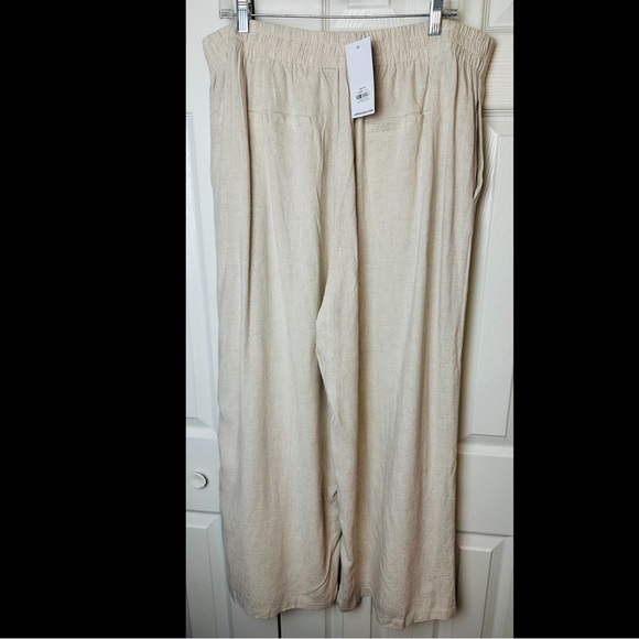 New LONG TALL SALLY Linen Blends Wide Leg Pants Natural Tan Beige High Rise NWT - Picture 6 of 11